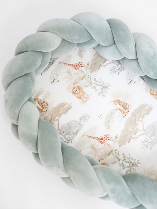 Babynest Geflochten 2-in-1 Wild Safari Salbei