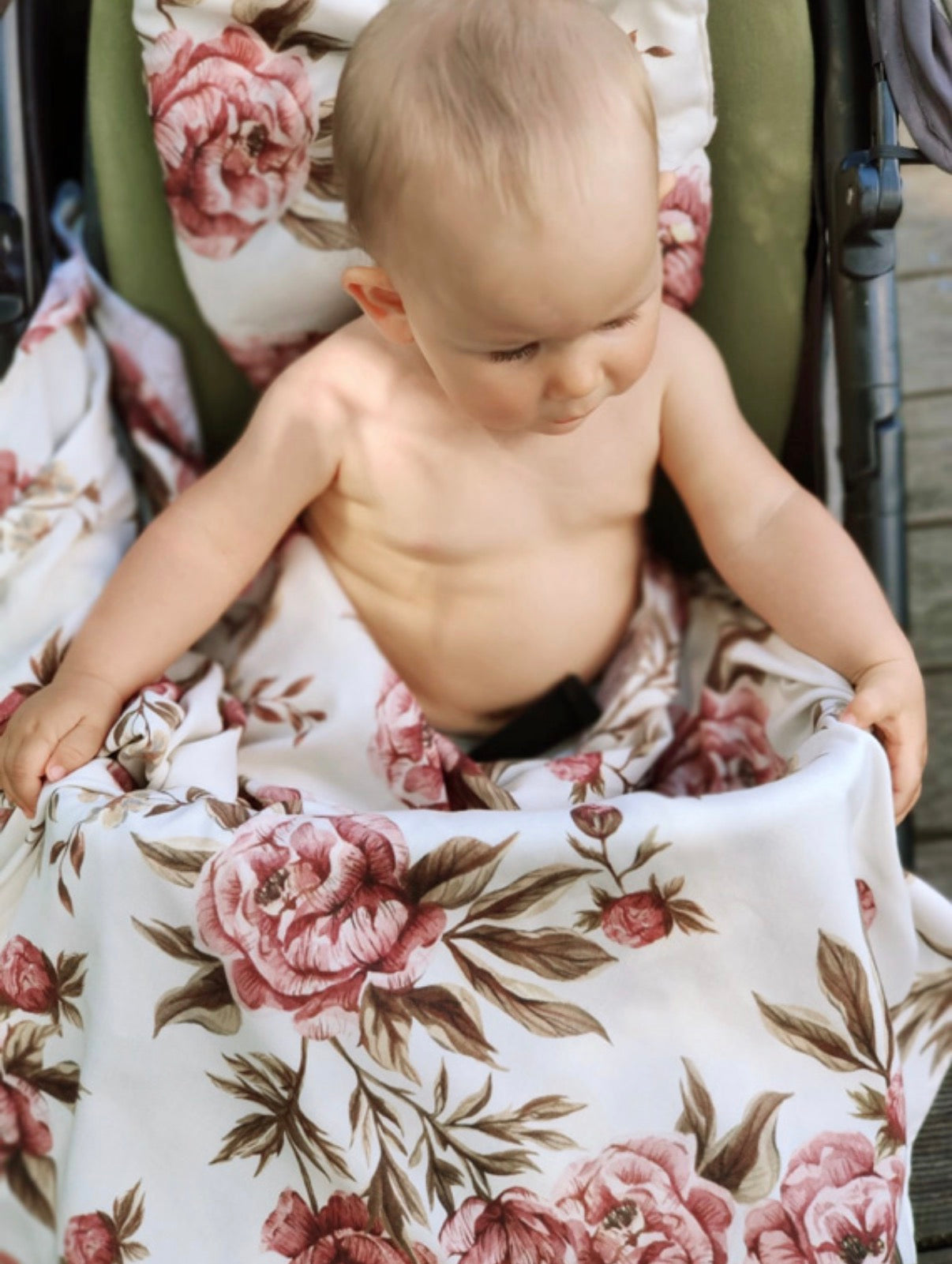 Bambus Set - Pucktuch & Kissen Peonies