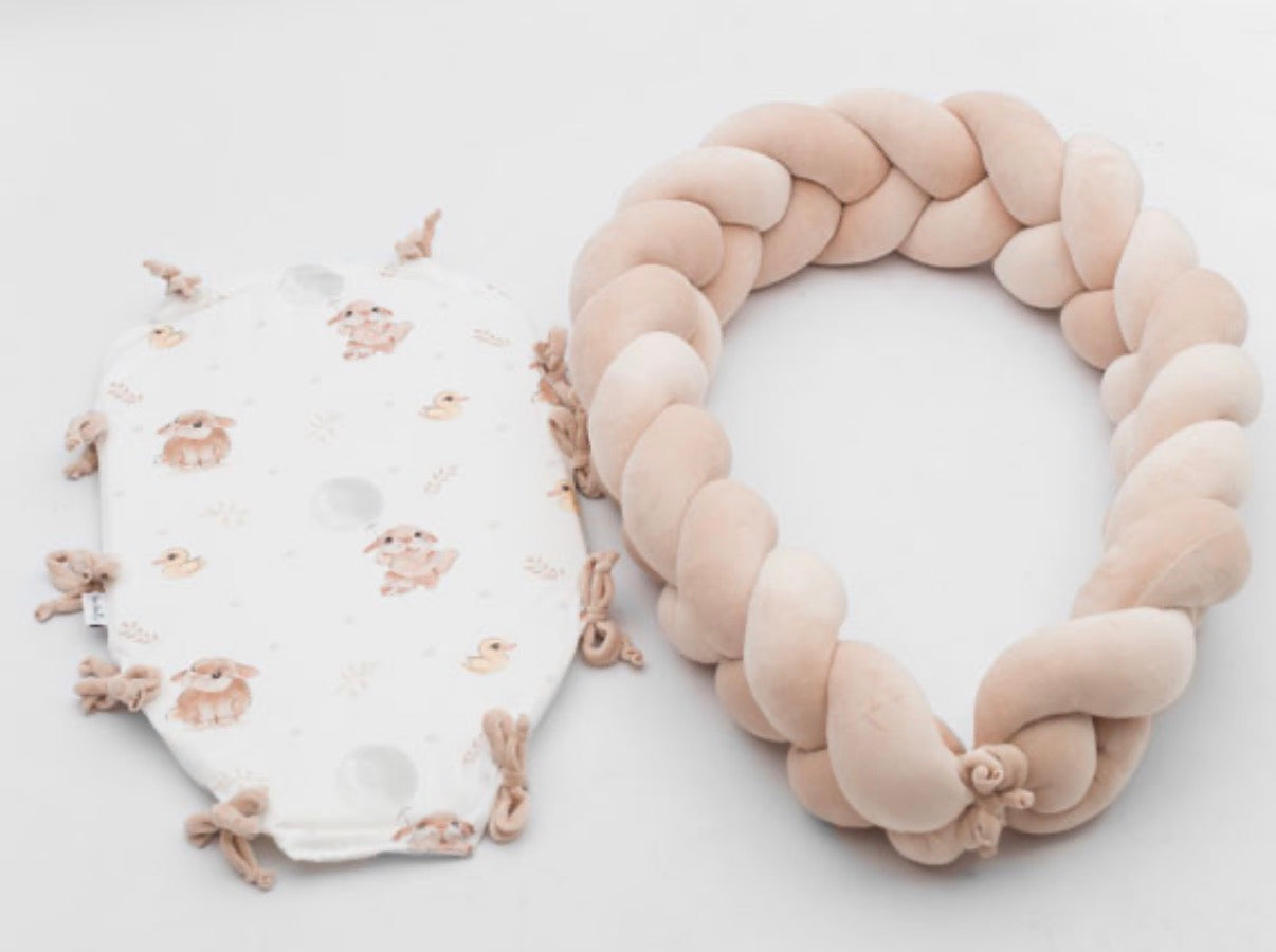 Babynest Geflochten 2-in-1 Bunny&Ducky Beige