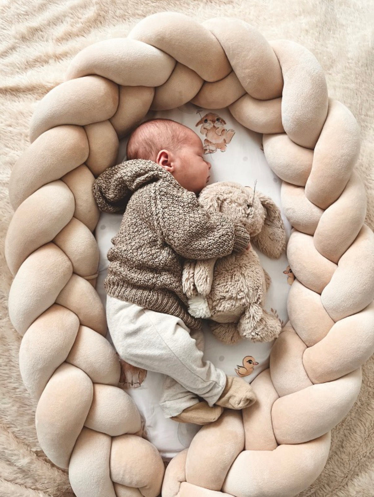 Babynest Geflochten 2-in-1 Bunny&Ducky Beige