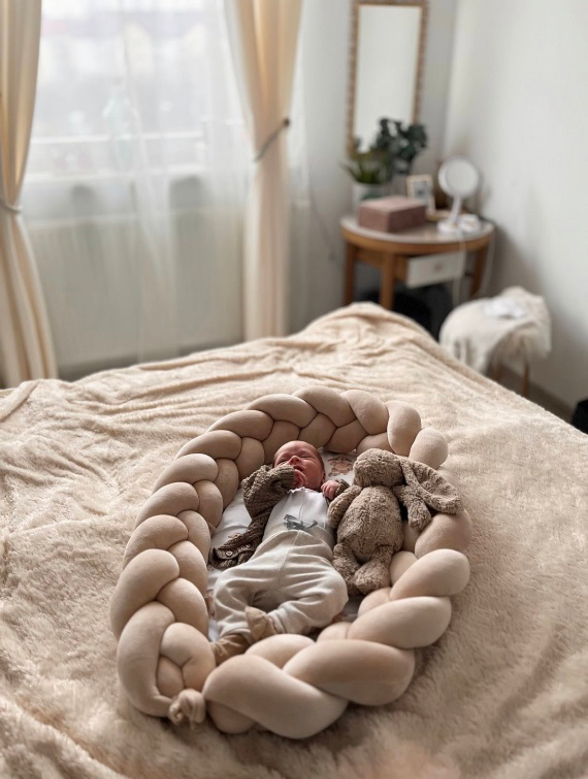 Babynest Geflochten 2-in-1 Bunny&Ducky Beige