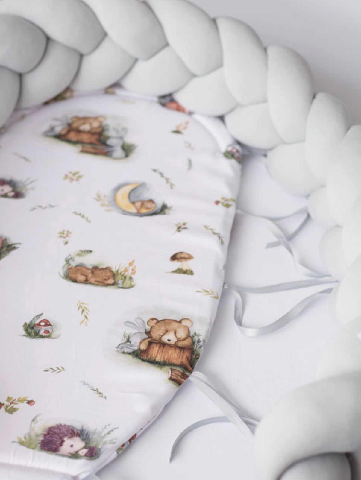 Babynest Geflochten 2-in-1 Forest Moments Grau