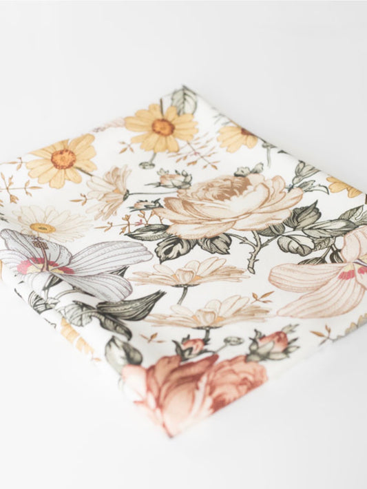 Bambus Set - Pucktuch & Kissen Vintage Flowers