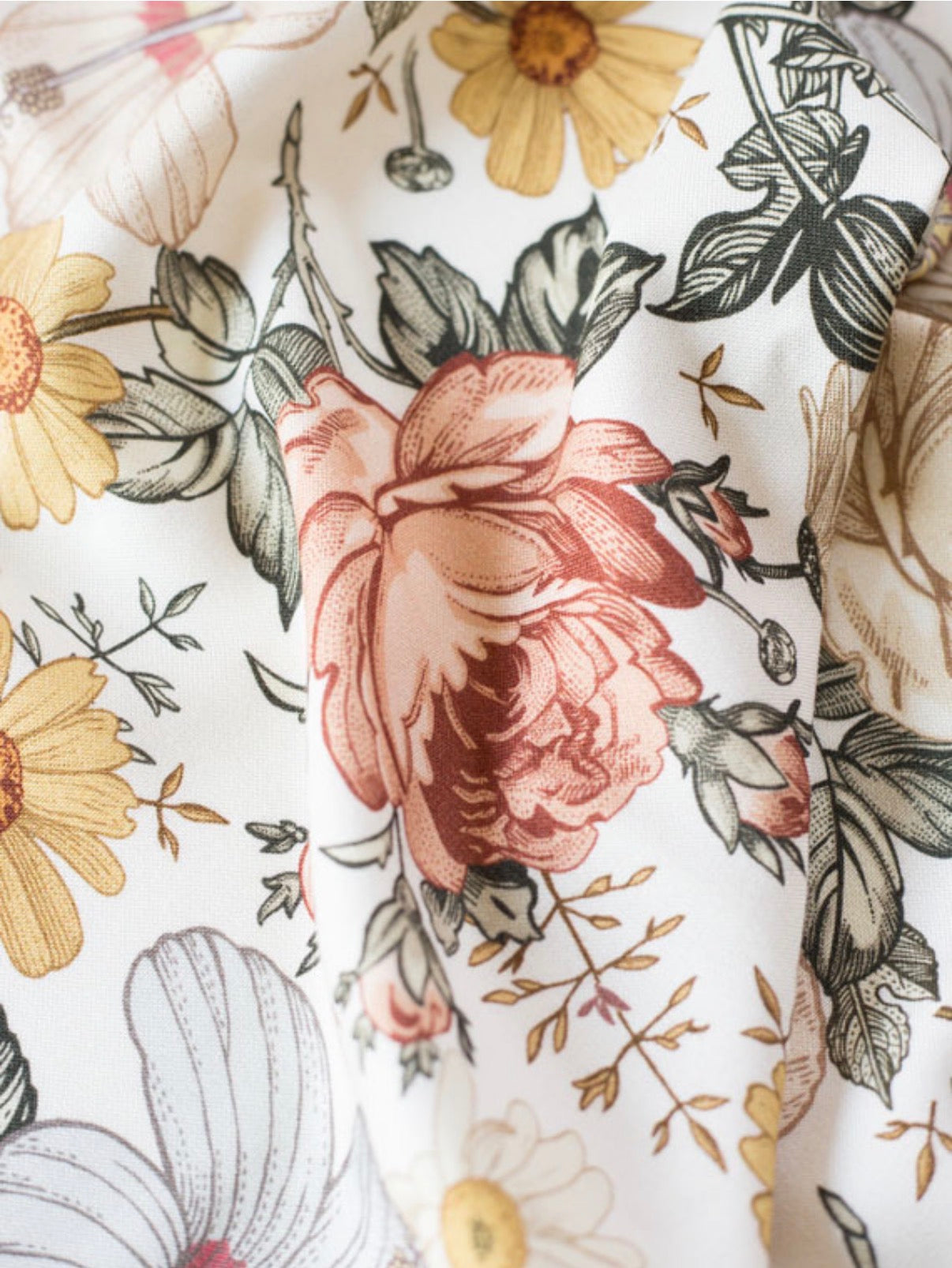 Bambus Set - Pucktuch & Kissen Vintage Flowers