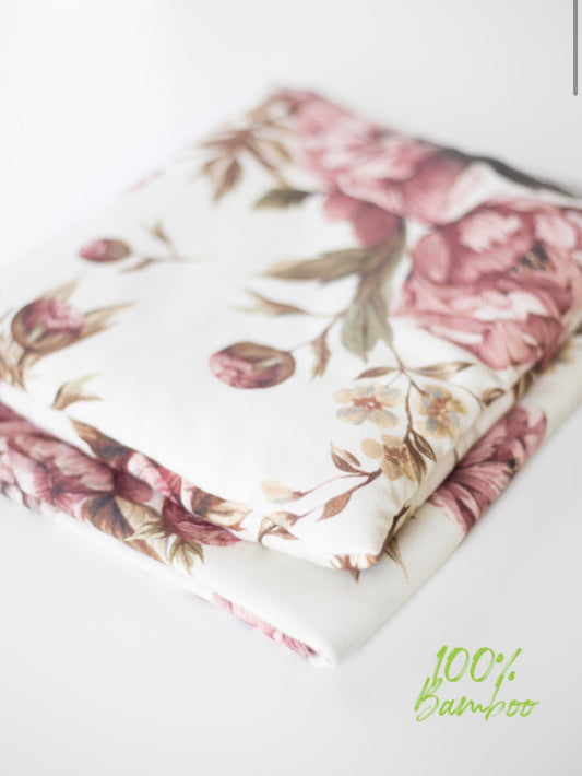 Bambus Set - Pucktuch & Kissen Peonies