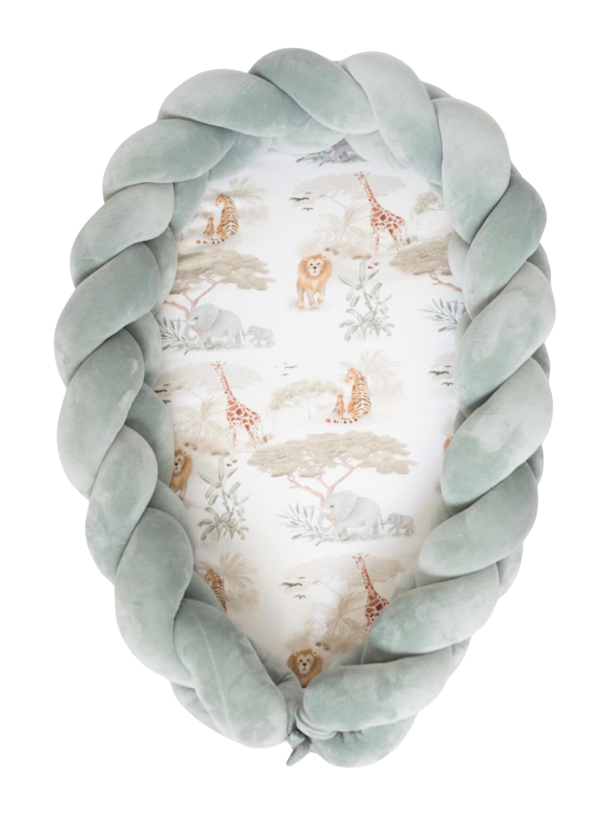 Babynest Geflochten 2-in-1 Wild Safari Salbei