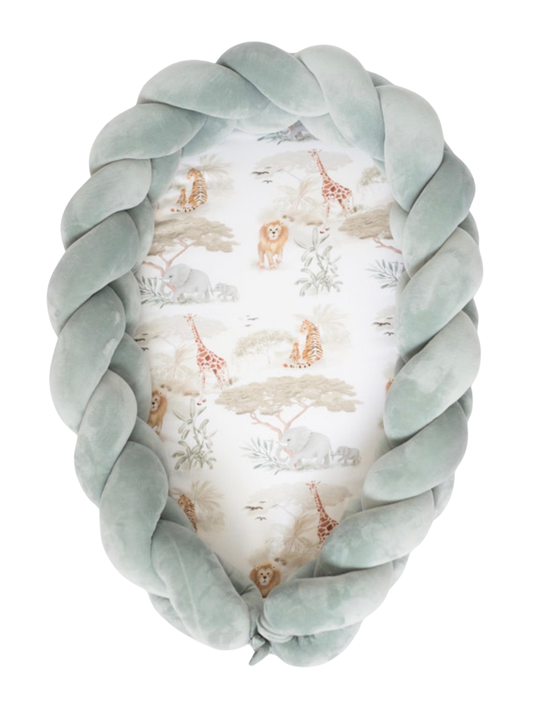 Babynest Geflochten 2-in-1 Wild Safari Salbei