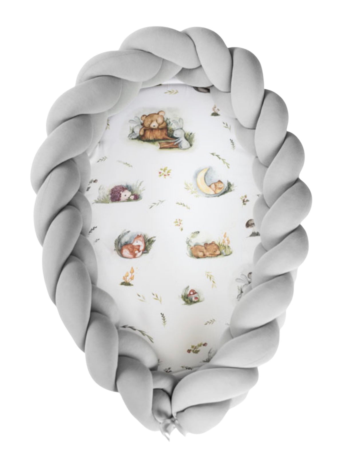 Babynest Geflochten 2-in-1 Forest Moments Grau