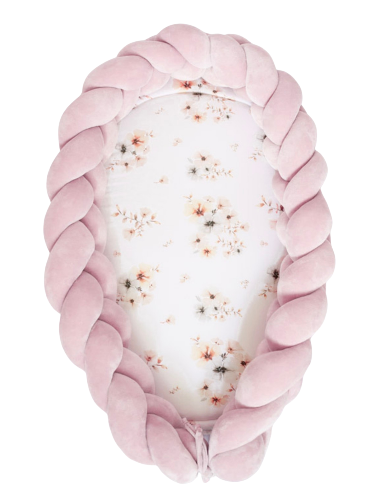 Babynest Geflochten 2-in-1 Boho Flowers Rosa