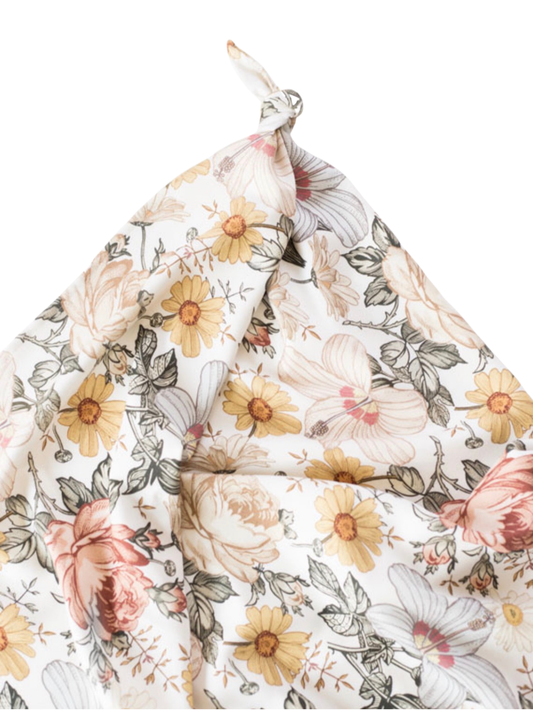 Bambus Set - Pucktuch & Kissen Vintage Flowers